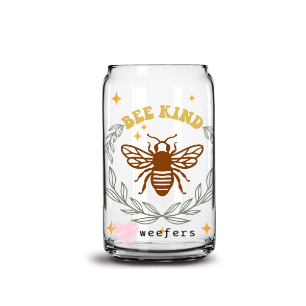 Be Kind Bee 16oz Libbey Glass Can UV DTF or Sublimation Wrap - Decal Online Hot Sale - Image 3