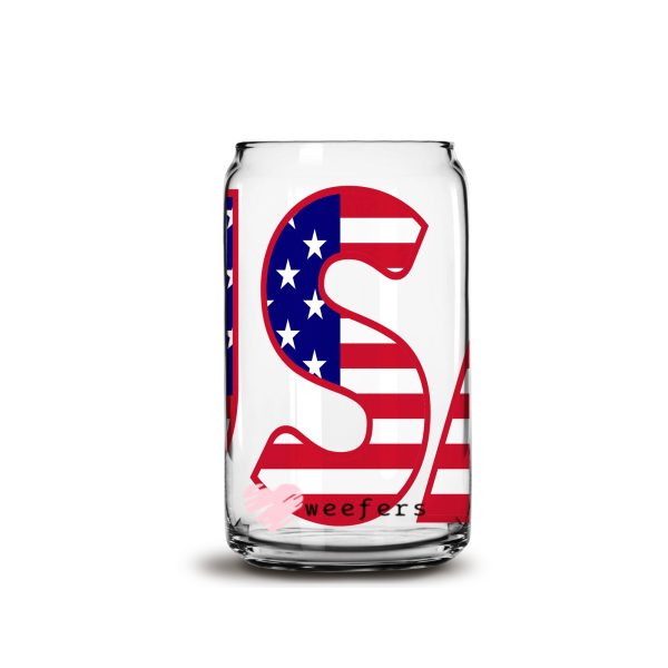 4th of July USA 16oz Libbey Glass Can UV DTF or Sublimation Wrap - Decal Online Sale - Image 3