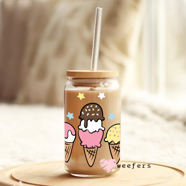 Yummy Ice Cream 16oz Libbey Glass Can UV DTF or Sublimation Wrap - Decal Cheap - Image 3