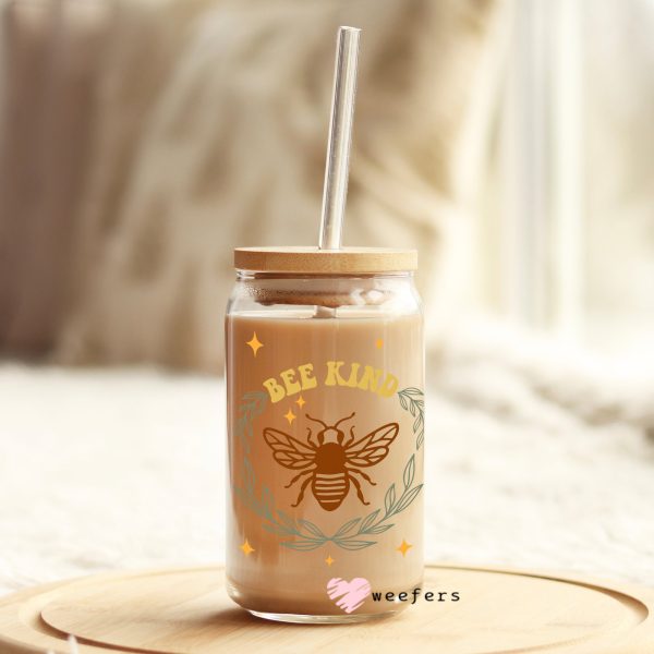 Be Kind Bee 16oz Libbey Glass Can UV DTF or Sublimation Wrap - Decal Online Hot Sale - Image 4