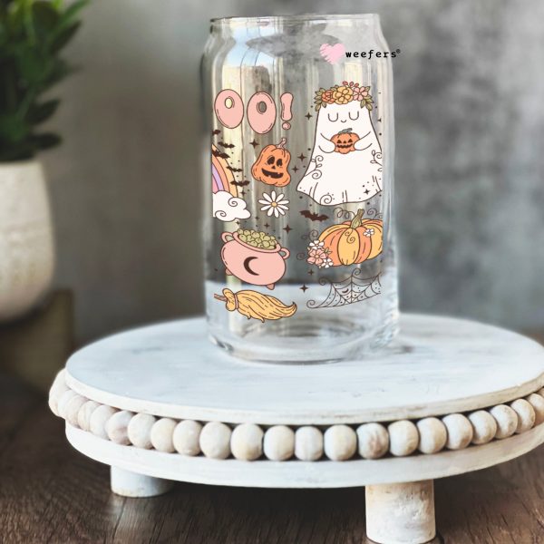 Pink Halloween Vibes 16oz Libbey Glass Can UV DTF or Sublimation Wrap - Decal Online now - Image 2