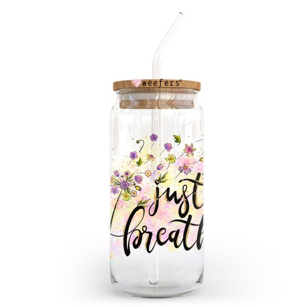 Just Breathe 20oz Libbey Glass Can UV DTF or Sublimation Wrap - Decal on Sale - Image 2