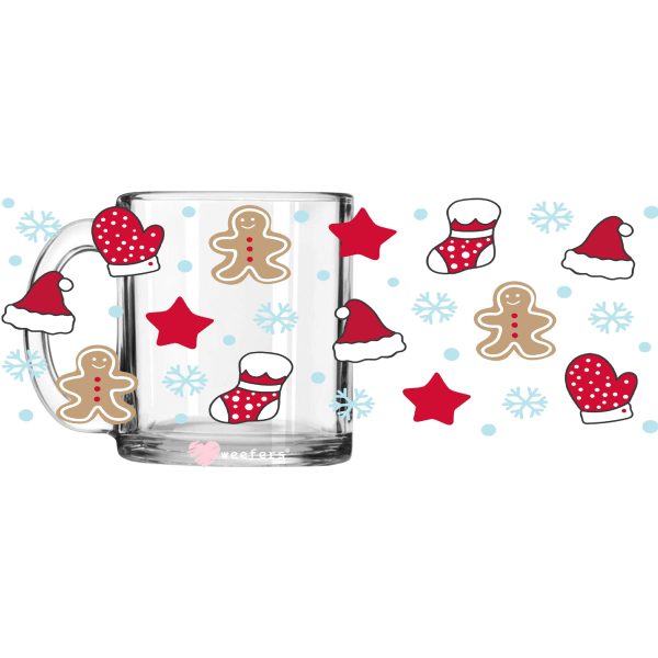 Christmas Gingerbread man Santa Hats 11oz Coffee Mug UV DTF or Sublimation Wrap - Decal Fashion - Image 2