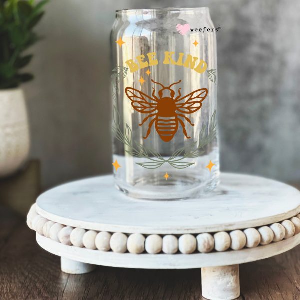 Be Kind Bee 16oz Libbey Glass Can UV DTF or Sublimation Wrap - Decal Online Hot Sale