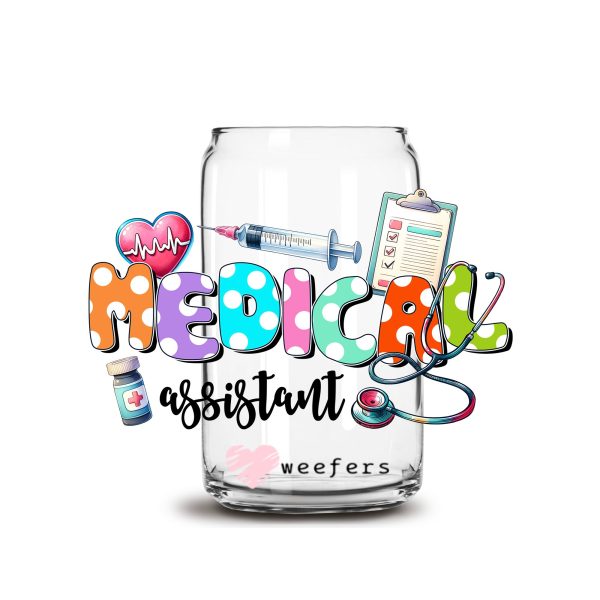 Medical Assistant 16oz Libbey Glass Can UV DTF or Sublimation Wrap - Decal Sale - Image 2
