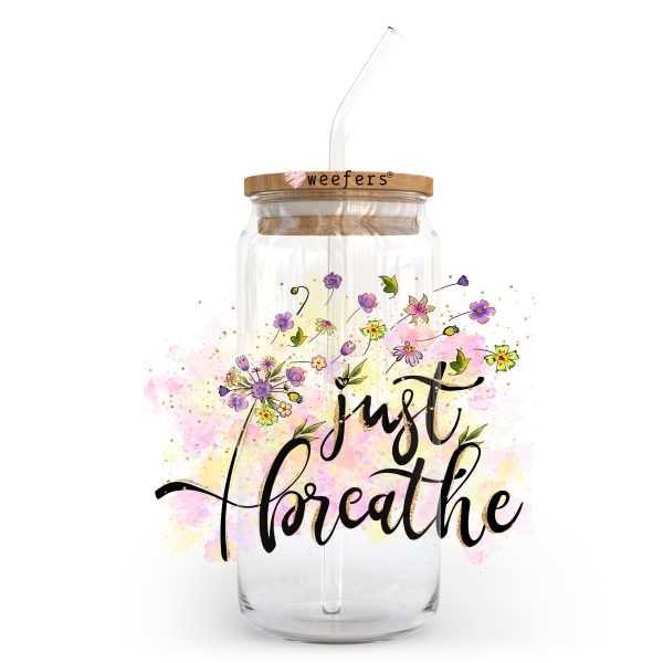 Just Breathe 20oz Libbey Glass Can UV DTF or Sublimation Wrap - Decal on Sale