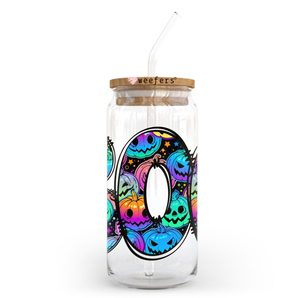 Boo Neon Pumpkins 20oz Libbey Glass Can, 34oz Hip Sip, 40oz Tumbler, 24oz Cold Cup UV DTF or Sublimation Decal Transfer For Sale - Image 2