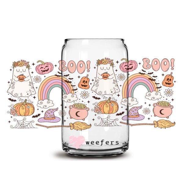 Pink Halloween Vibes 16oz Libbey Glass Can UV DTF or Sublimation Wrap - Decal Online now