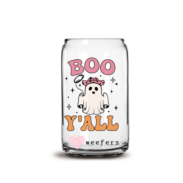Boo Y all Halloween Ghost 16oz Libbey Glass Can UV DTF or Sublimation Wrap - Decal Online Sale - Image 2