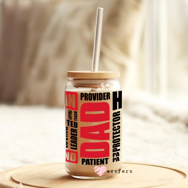 Father s Day Dad the Legend Quotes 16oz Libbey Glass Can UV DTF or Sublimation Wrap Transfer Online Sale - Image 4