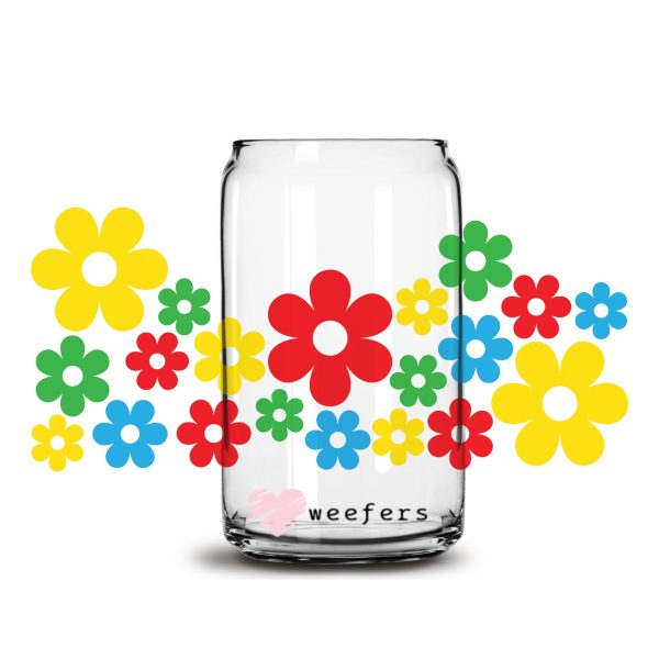 Autism Retro Daisy Libbey Glass Can Wrap UV DTF Sublimation Transfers For Sale