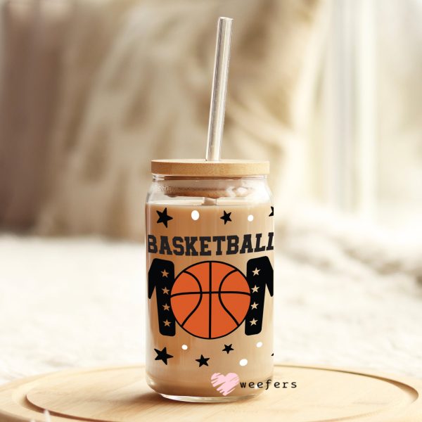 Basketball Mom Hoops and Balls 16oz Libbey Glass Can UV DTF or Sublimation Wrap - Decal Cheap - Image 4