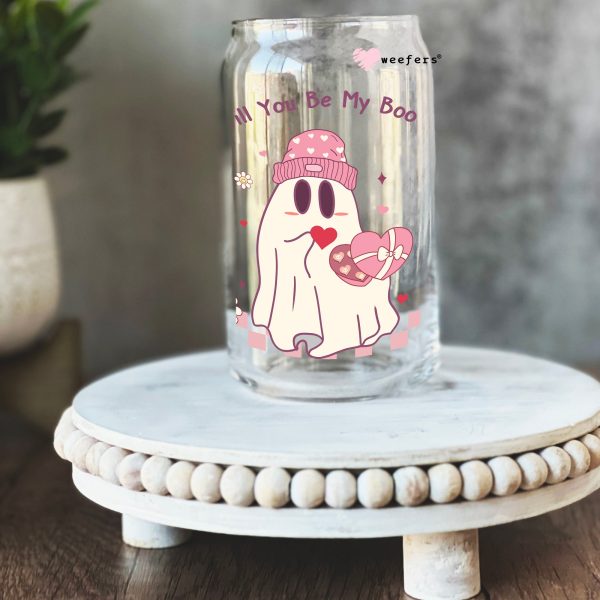 Will you be My Boo Valentine s Day 16oz Libbey Glass Can UV DTF or Sublimation Cup Wrap - Decal Transfer Online Hot Sale