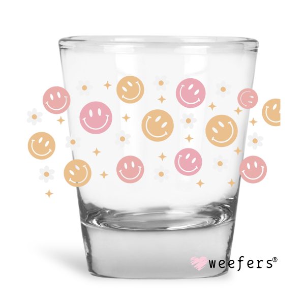 Retro Smile and Daisies Shot Glass Short UV DTF or Sublimation Wrap - Decal For Discount - Image 2