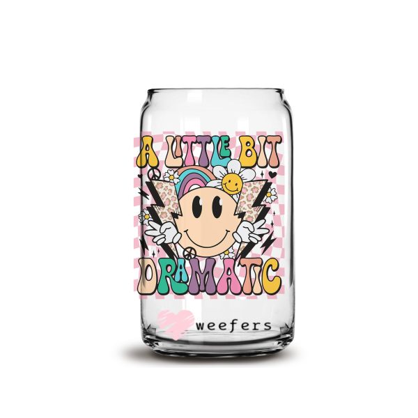 A Little Dramatic Retro Smile 16oz Libbey Glass Can UV DTF or Sublimation Cup Wrap - Decal Transfer Supply