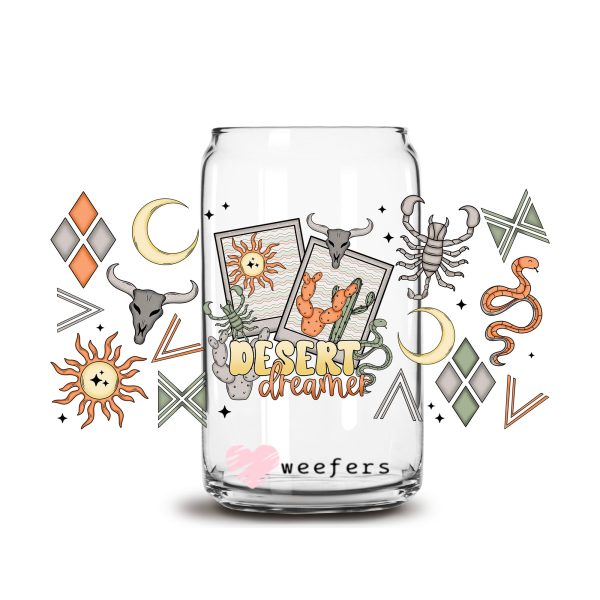 Desert Dreams 16oz Libbey Glass Can UV DTF or Sublimation Cup Wrap - Decal Transfer on Sale - Image 2