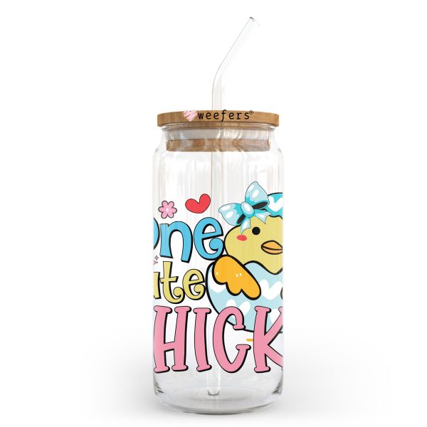 One Cute Chick Easter 20oz Libbey Glass Can UV DTF or Sublimation Wrap - Decal Transfer Cheap