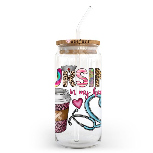 Nursing in My Heart 20oz Libbey Glass Can UV DTF or Sublimation Wrap - Decal Transfer For Sale