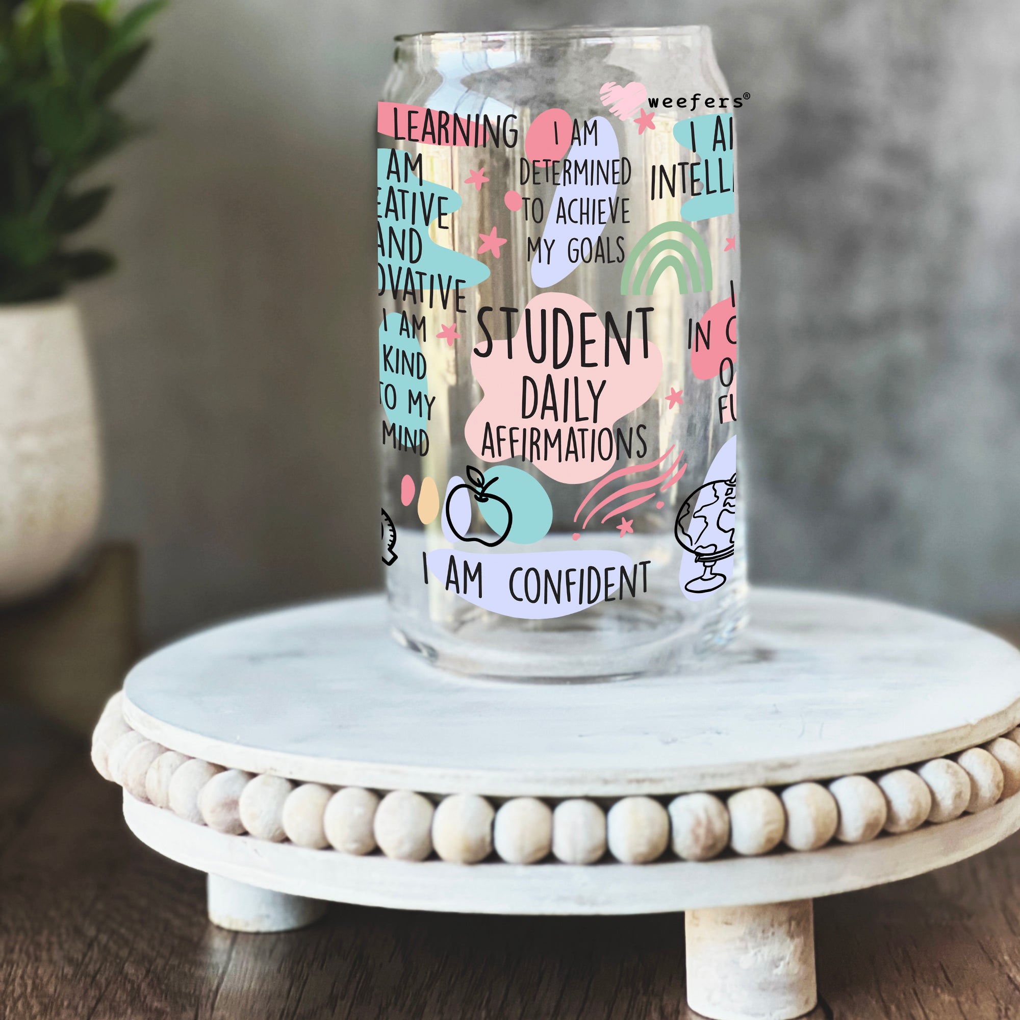 Student Daily Affirmations 16oz Libbey Glass Can UV DTF or Sublimation Wrap – Decal on Sale