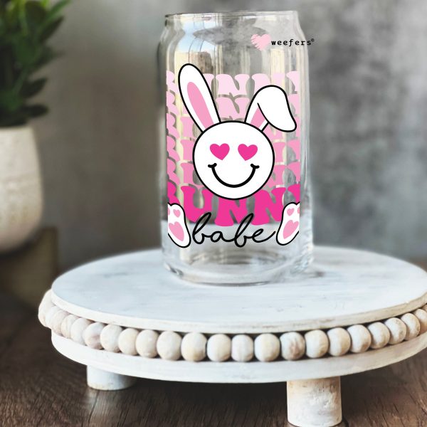 Bunny Babe Easter  16oz Libbey Glass Can UV DTF or Sublimation Cup Wrap - Decal Transfer Sale
