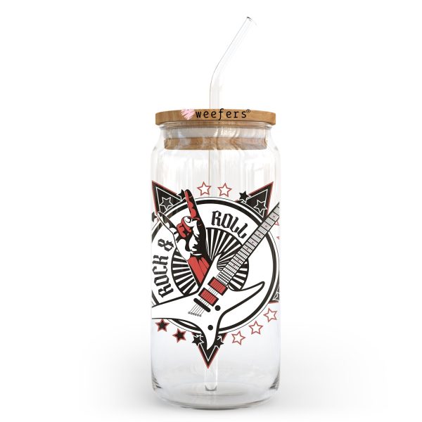 Rock and Roll 20oz Libbey Glass Can UV DTF or Sublimation Wrap - Decal Transfer Supply