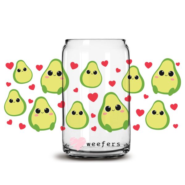 Valentine Avocado Cuties Libbey Glass Can Wrap UV DTF Sublimation Transfers on Sale