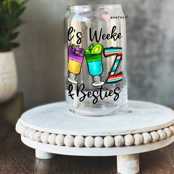 Girl s Weekend Booze and Besties 16oz Libbey Glass Can UV DTF or Sublimation Cup Wrap - Decal Transfer For Cheap