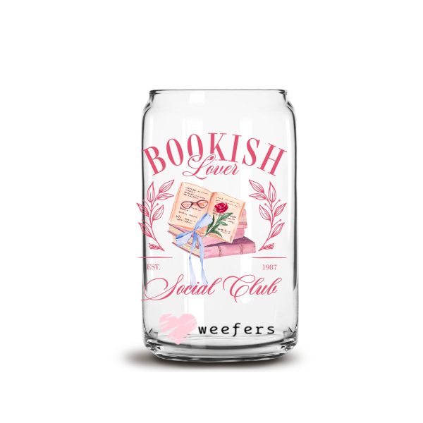 Bookish Lover 16oz Libbey Glass Can UV DTF or Sublimation Cup Wrap - Decal Cheap - Image 2
