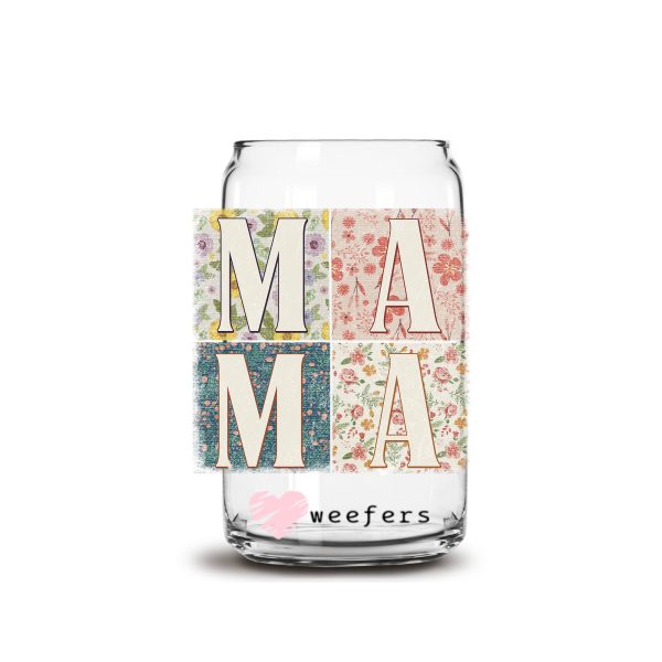 Mama Vintage Blocks 16oz Libbey Glass Can UV DTF or Sublimation Cup Wrap - Decal Transfers For Sale - Image 2