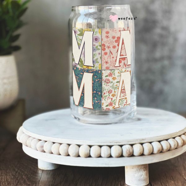 Mama Vintage Blocks 16oz Libbey Glass Can UV DTF or Sublimation Cup Wrap - Decal Transfers For Sale