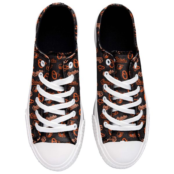 Baltimore Orioles MLB Womens Low Top Repeat Print Canvas Shoes For Sale - Image 3