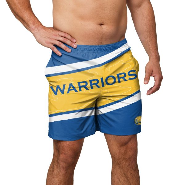 Golden State Warriors NBA Mens Big Wordmark Swimming Trunks Online Hot Sale - Image 2