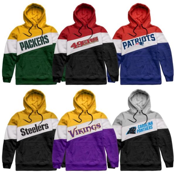 NFL Mens Wordmark Colorblock Hoodie Pick Your Team Hot on Sale