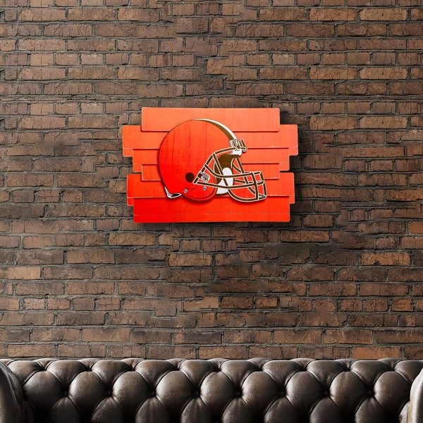 Cleveland Browns NFL Staggered Wood Logo Sign Supply - Image 4