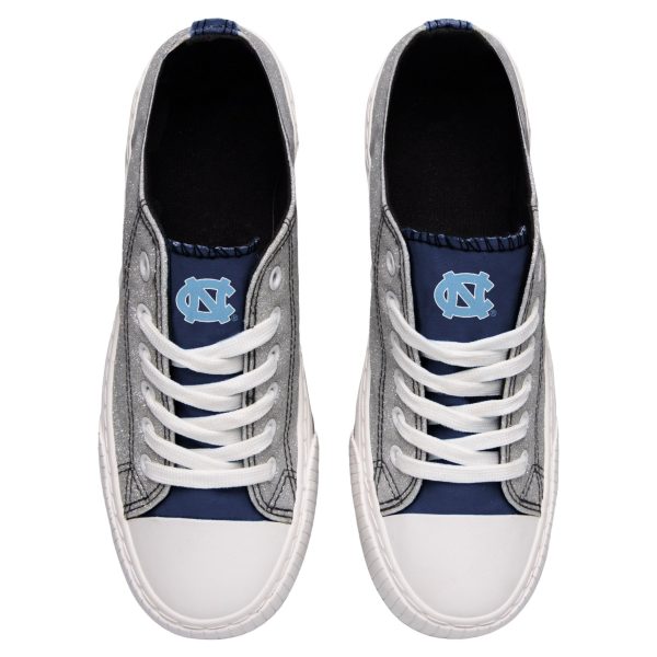 North Carolina Tar Heels NCAA Womens Glitter Low Top Canvas Shoes Online Sale - Image 3