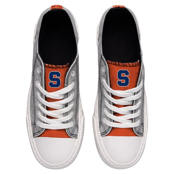 Syracuse Orange NCAA Womens Glitter Low Top Canvas Shoes For Discount - Image 3