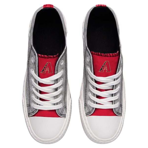 Arizona Diamondbacks MLB Womens Glitter Low Top Canvas Shoes For Discount - Image 3