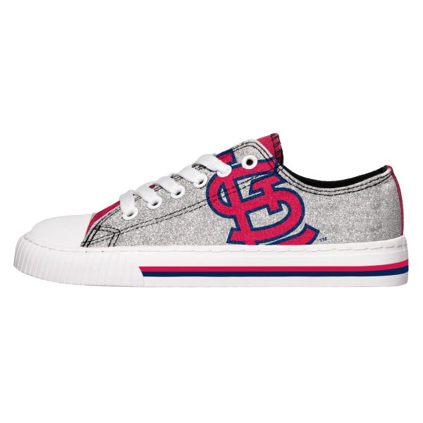 St. Louis Cardinals MLB Womens Glitter Low Top Canvas Shoes Online Hot Sale - Image 2
